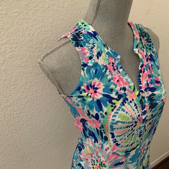 Lilly Pulitzer Essie Top Blue Pink Excellent Condition Sleeveless XS GORGEOUS - Picture 4 of 9